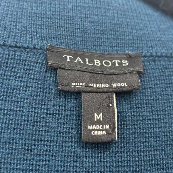 Talbots‎ Turquoise Pure Merino Wool Blazer Cardigan Sweater Size Medium - Picture 2 of 5